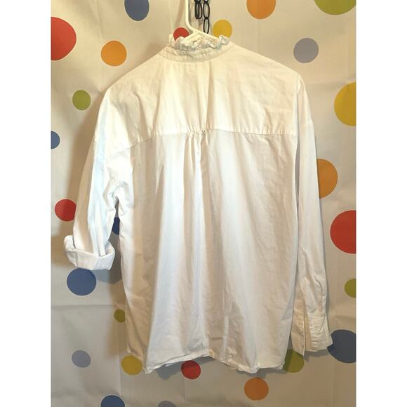MNG Size 4 White Ruffle Blouse Button Front - Picture 11 of 12